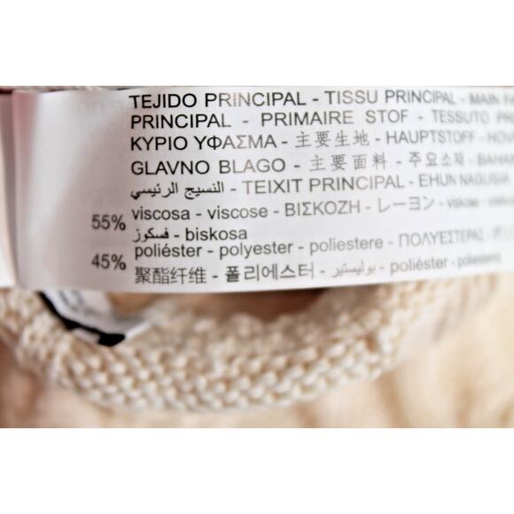 Zara Sweater Arm Warmer Cable Knit Turtleneck Womens size M Cream - Picture 6 of 8